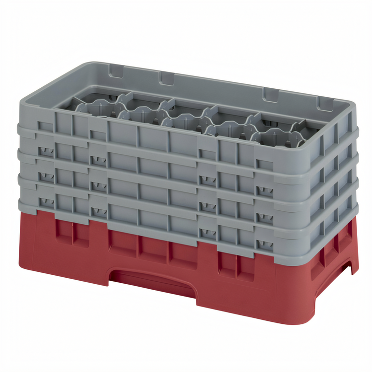 Product image #2 for Cambro Camrack Half Size 17-Compartment Glass Rack with 4 Extenders, Cranberry