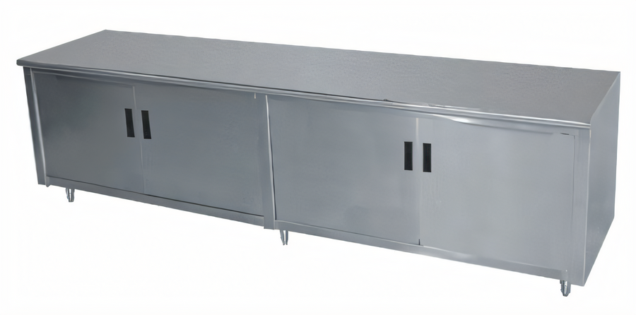 Product image #1 for Advance Tabco Enclosed Work Table with Cabinet Base and Hinged Doors, 60 x 36 Inch, 14-Gauge 304 Stainless Steel Top