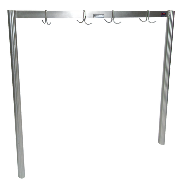 Product image #1 for John Boos PRS7 Table-Mounted Single-Bar Stainless Steel Pot Rack with 12 Double Hooks
