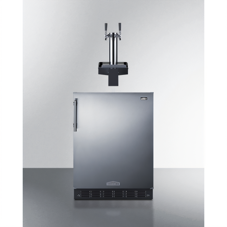 Product image #1 for Summit Commercial 24-Inch Built-In Floating Tap Dual Tap Beer Kegerator, ADA-Compliant, Black Cabinet, Stainless Steel Door, 5.8 Cu. Ft.