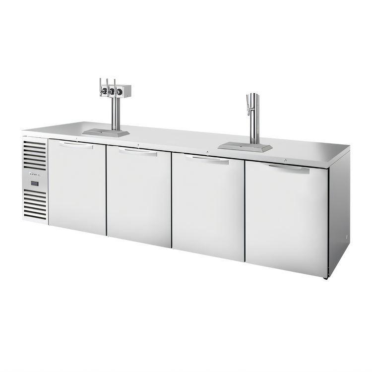 Product image #1 for True 4-Section Refrigerated Draft Bar Cooler with 2 Beer Columns, Stainless Steel, 108-Inch