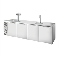 True 4-Section Refrigerated Draft Bar Cooler with 2 Beer Columns, Stainless Steel, 108-Inch