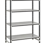 Thumbnail image #1 for Cambro Camshelving® Elements EXU215484S4480 Solid 4-Tier Stationary Polymer Shelving Starter Unit, 21 x 54 x 84 Inches, Speckled Gray