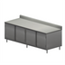 Thumbnail image #1 for BK Resources 96-Inch x 30-Inch Stainless Steel Chef Table with Cabinet Base, Hinged Doors, and 5-Inch Backsplash