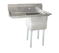 1-Compartment Pot Sink with Left Drainboard, 24 x 24 x 14 Bowl, 18 Gauge 304 Stainless Steel