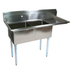 Thumbnail image #1 for John Boos E-Series 2-Compartment Stainless Steel Sink with Right Drainboard, 74-1/2 x 29-1/2 Inch, 18 Gauge