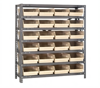 Quantum Heavy Duty Stationary Wire Shelving Unit with 7 Shelves and 24 Bins, 36 x 18 x 39 Inches