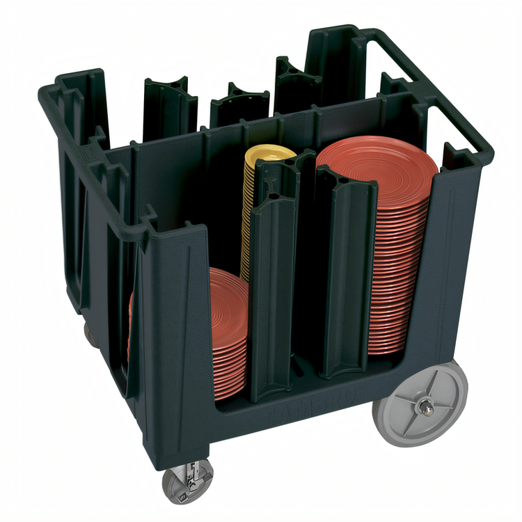Product image #2 for Cambro Adjustable 6-Tower Dish Cart with Vinyl Dust Cover, Black Polyethylene