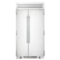 True Residential 42-Inch Two-Section Side-by-Side Upright Refrigerator/Freezer with Solid Stainless Steel Doors and Built-In Ice Maker