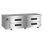 Thumbnail image #1 for Hoshizaki Steelheart CR72B-L 72.5-Inch Low-Profile Refrigerated Chef Base with 4 Drawers and Left-Side Condenser