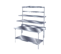 Advance Tabco Single Table-Mounted Stainless Steel Overshelf, 84 x 18 Inches