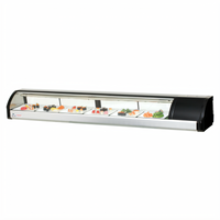 Everest Refrigeration Countertop Curved Glass Sushi Case with 4 Rear Sliding Glass Doors, Right-Mounted Self-Contained Refrigeration, 82-5/8 Inch, 3.0 Cu. Ft.