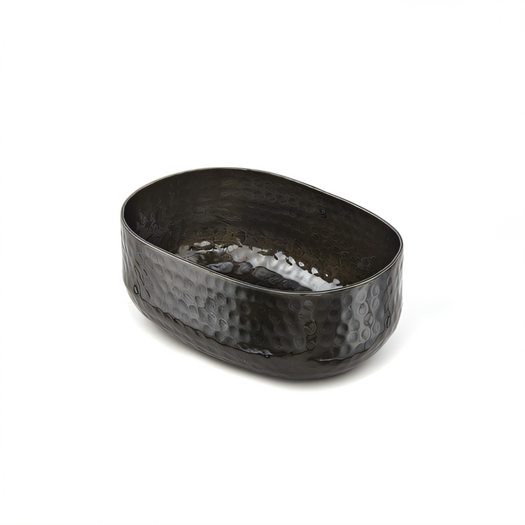 Product image #1 for American Metalcraft Hammered Aluminum Oval Entrée Basket, 25 oz., Black