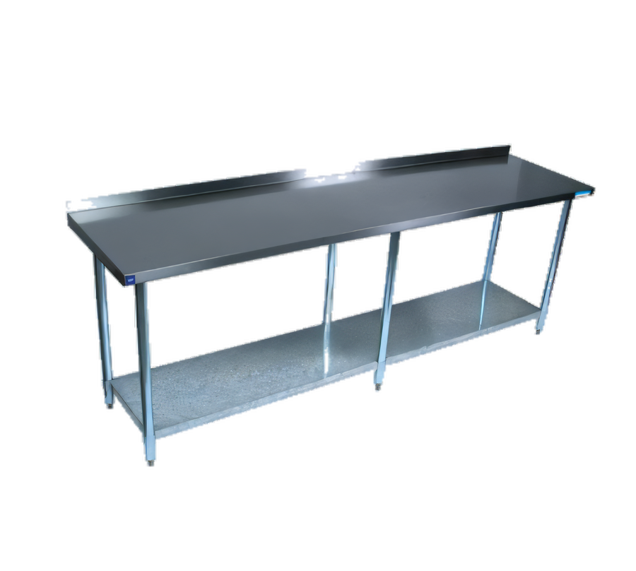 Product image #1 for 84-Inch x 18-Inch Stainless Steel Work Table with 1-1/2-Inch Rear Riser and Adjustable Undershelf