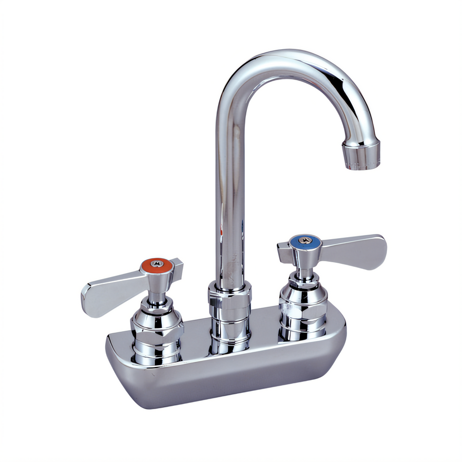 Product image #1 for BK Resources OptiFlow Heavy Duty Splash Mount Solid Body Faucet with 3-Inch Gooseneck Spout, 4-Inch Centers