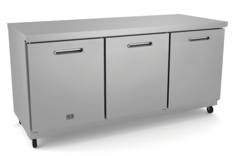 Product image #1 for Kelvinator Commercial 72-Inch Wide 3-Section ADA Undercounter Refrigerator, Solid Doors, Rear-Mounted Self-Contained