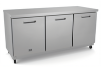 Kelvinator Commercial 72-Inch Wide 3-Section ADA Undercounter Refrigerator, Solid Doors, Rear-Mounted Self-Contained
