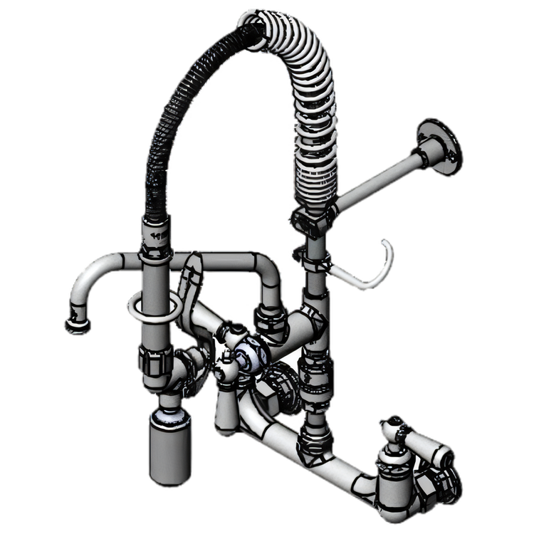 Product image #1 for T&S Brass Mini Wall-Mount Pre-Rinse Unit with Low Flow Spray Valve, 8-Inch Swing Nozzle, and Vacuum Breaker