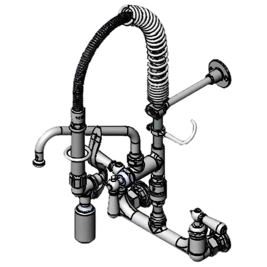 Product image #1 for T&S Brass Mini Wall-Mount Pre-Rinse Unit with Low Flow Spray Valve, 8-Inch Swing Nozzle, and Vacuum Breaker