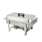 Thumbnail image #1 for Winco Newburg C-3080B 8 Qt Full-Size Rectangular Stainless Steel Chafer with Lift-Off Cover