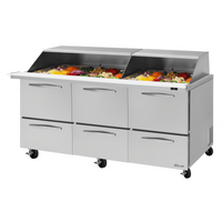 Turbo Air PRO Series 72-5/8 Inch 3-Section Mega Top Sandwich/Salad Prep Table with 6 Drawers and Slide Lids