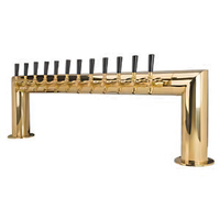 Micro Matic Pass-Thru Countertop Glycol-Cooled Draft Beer Tower with 12 Faucets, PVD Brass Finish