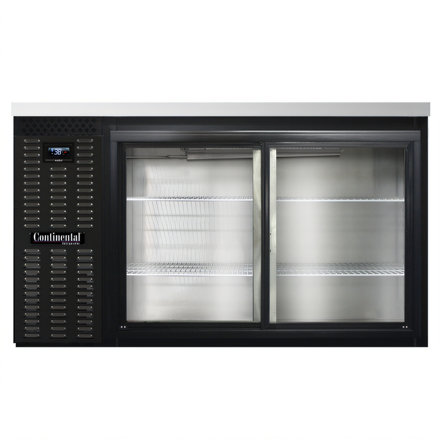 Product image #1 for Continental Refrigerator BB59NSGD 59" Black Back Bar Cooler with Sliding Glass Doors
