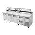 Thumbnail image #1 for True 119-1/4-Inch Pizza Prep Table with 3 Solid Doors, 2 Drawers and Alternate Top, R290 Self-Contained Refrigeration