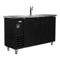 Serv-Ware 61-Inch Wide Black Beer Dispenser Keg Cooler with 1 Tower and 2 Faucets