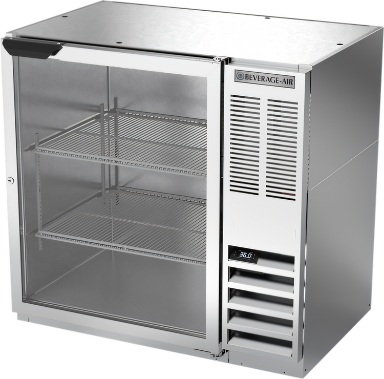 Product image #1 for Beverage-Air 36-Inch Food-Rated Stainless Steel Back Bar Cooler with Glass Door