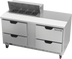 Thumbnail image #1 for Beverage-Air 60-Inch Two-Section Sandwich Prep Table with 4 Drawers and 8-Pan Top