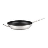 Omcan USA 14-Inch 443 Stainless Steel Fry Pan with Excalibur Non-Stick Coating and Helper Handle