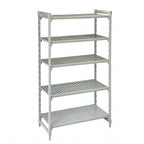 Thumbnail image #2 for Cambro Camshelving® Premium CPU182484VS5PKG 5-Shelf Stationary Polymer Shelving Unit, 24 x 18 x 84 in., Vented/Solid, Speckled Gray
