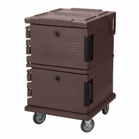 Cambro Ultra Camcart Double-Compartment Front-Loading Insulated Food Pan Carrier, Dark Brown, 90-Qt. Capacity