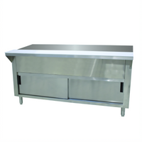 Advance Tabco Triumph Supreme Solid Top Utility Station with Sliding Door Cabinet Base and Cutting Board