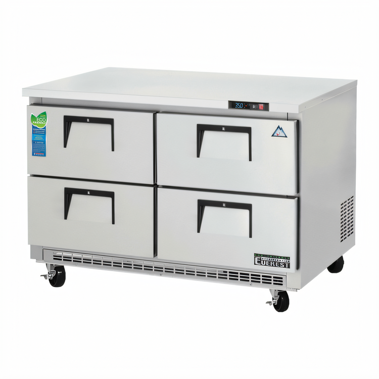 Product image #1 for Everest Refrigeration Two-Section Undercounter/Worktop Refrigerator with 4 Drawers, 14 Cu. Ft., Rear-Mounted Self-Contained R290