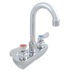 Thumbnail image #1 for John Boos PBF-4SM-3GLF Heavy-Duty Backsplash-Mount Faucet, Lead-Free Chrome, 3-1/2-Inch Gooseneck Spout, 4-Inch Centers