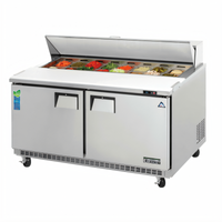 Everest Refrigeration 59-1/8 Inch Two-Section Sandwich Prep Table with Rear-Mounted Self-Contained Refrigeration and 16-Pan Top