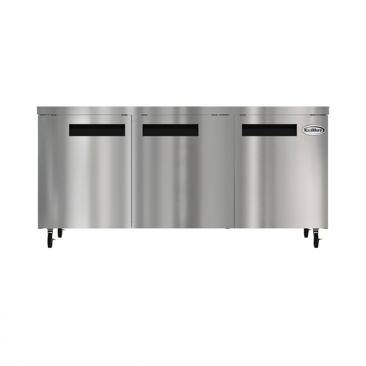 Product image #1 for 72-Inch Three-Section Undercounter Reach-In Refrigerator with Solid Stainless Steel Doors