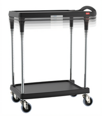 Metro myCart Plus Series Black Polymer Utility Cart, 2-Shelf, Adjustable Height, 300 lb. Capacity