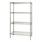 Thumbnail image #1 for Quantum WR74-2448GY Stationary Wire Shelving Starter Kit, 48"W x 24"D x 74"H, 4 Shelves, Gray Epoxy Finish