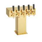 Thumbnail image #1 for Perlick Corporation 4006-5BTF 5-Faucet Countertop Tee Draft Beer Tower, Glycol-Cooled, Tarnish-Free Brass Finish