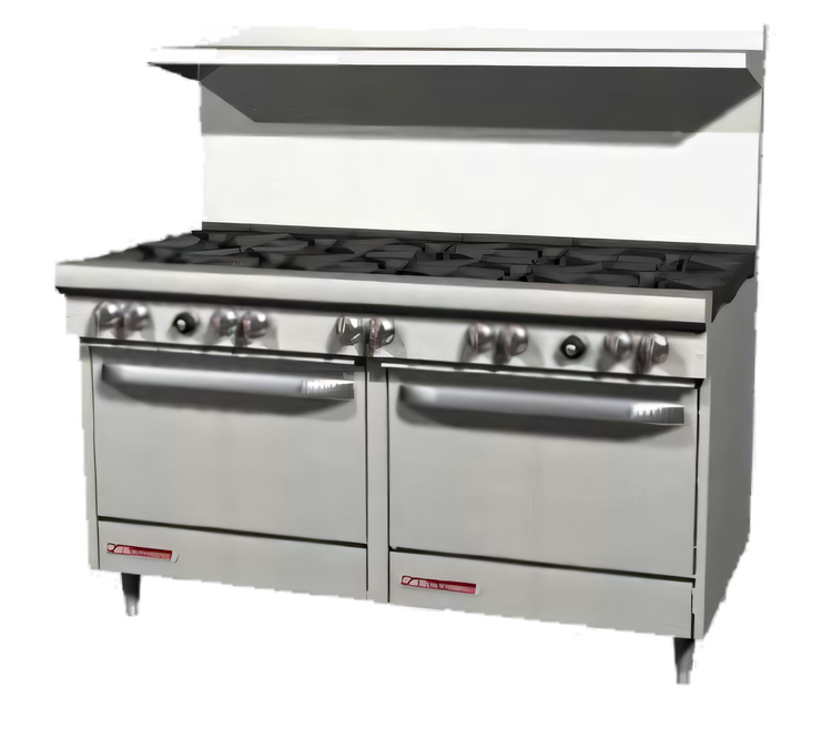 Product image #1 for Southbend S-Series 60-Inch Commercial Gas Restaurant Range with 10 Open Burners and 2 Convection Ovens