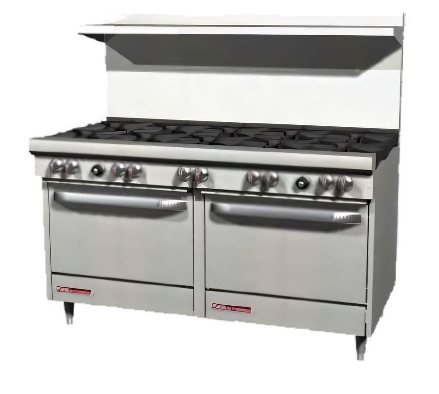 Product image #1 for Southbend S-Series 60-Inch Commercial Gas Restaurant Range with 10 Open Burners and 2 Convection Ovens