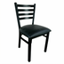 Thumbnail image #1 for Black Stackable Ladder-Back Side Chair with Vinyl Seat and Metal Frame
