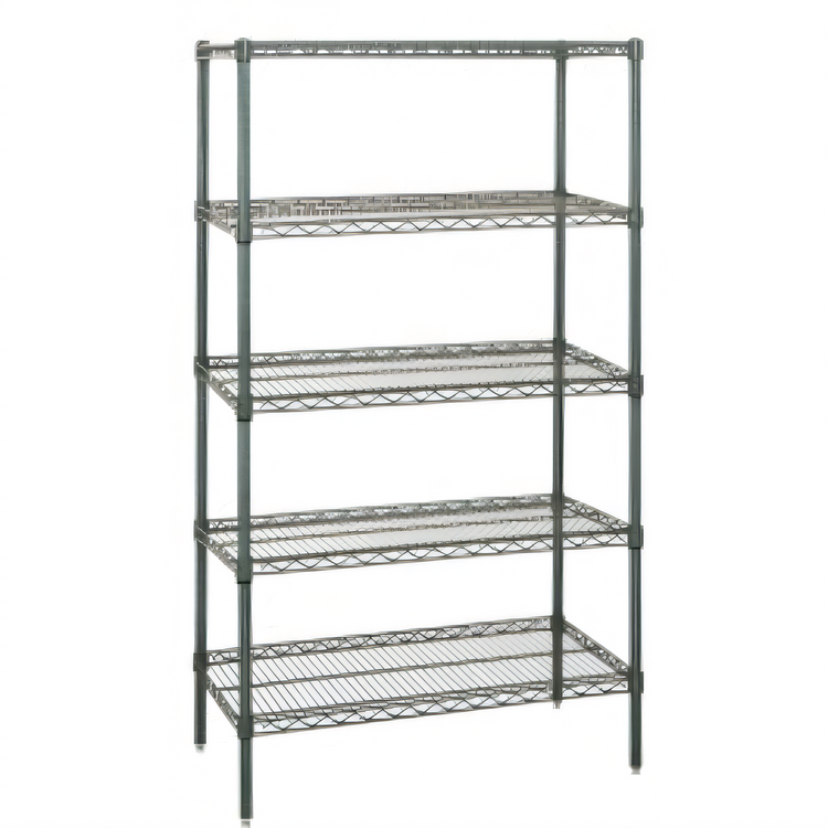 Product image #1 for Quantum 72"W x 21"D x 86"H Wire Shelving Starter Kit, 5 Shelves, Green Epoxy