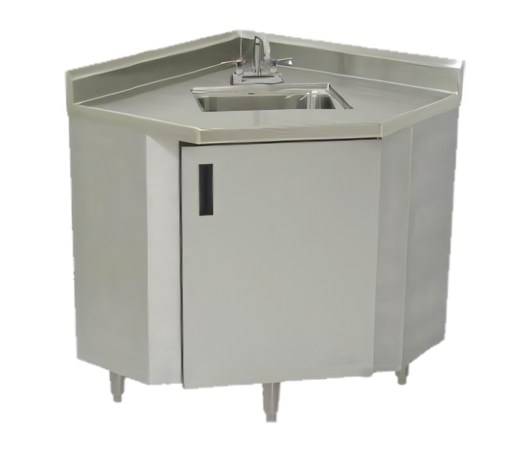 Product image #1 for Advance Tabco Corner Stainless Steel Sink Cabinet with 16 x 20 x 12 Inch Deep Bowl, Extended Faucet and Drain