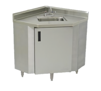 Advance Tabco Corner Stainless Steel Sink Cabinet with 16 x 20 x 12 Inch Deep Bowl, Extended Faucet and Drain