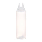 Thumbnail image #1 for AllPoints Foodservice Parts & Supplies Twin Tip 2801401 12 oz Clear Double-Tip Squeeze Bottle