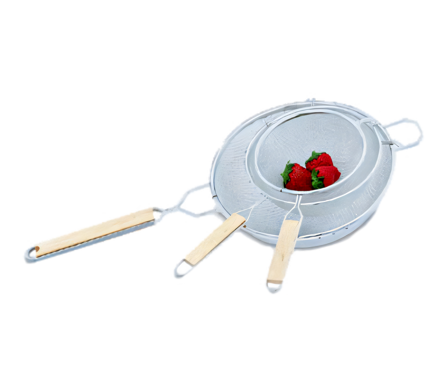 Product image #1 for Vollrath 8-Inch Fine Double-Mesh Retinned Wire Mesh Strainer with Lacquered Wooden Handle